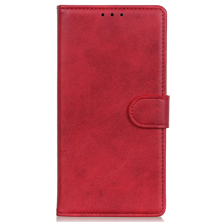 For Xiaomi Poco C75 4G / Redmi 14R 5G / 14C 4G Stand Wallet Case Cowhide Texture Leather Phone Cover - Red