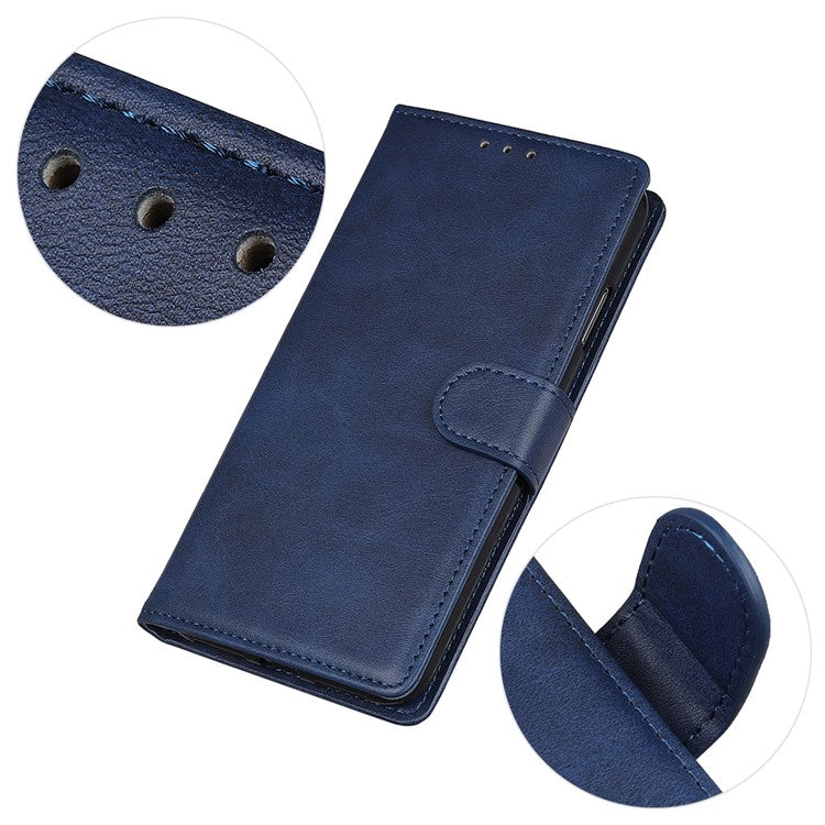 For Xiaomi Poco C75 4G / Redmi 14R 5G / 14C 4G Stand Wallet Case Cowhide Texture Leather Phone Cover - Blue