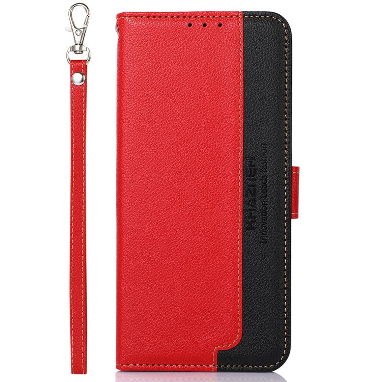 KHAZNEH For Xiaomi Poco C75 4G / Redmi 14R 5G / 14C 4G Case RFID Blocking Wallet PU Leather Phone Cover - Red