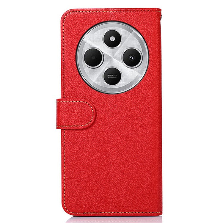 KHAZNEH For Xiaomi Poco C75 4G / Redmi 14R 5G / 14C 4G Case RFID Blocking Wallet PU Leather Phone Cover - Red