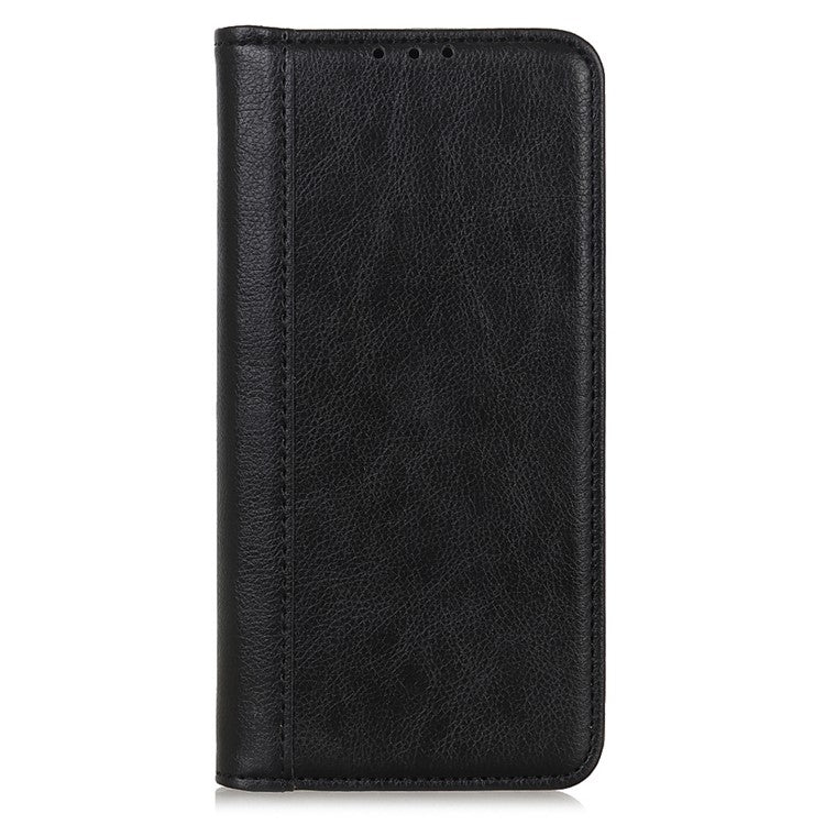 For Xiaomi Poco C75 4G / Redmi 14R 5G / 14C 4G Stand Case Split Leather Litchi Texture Wallet Phone Cover - Black