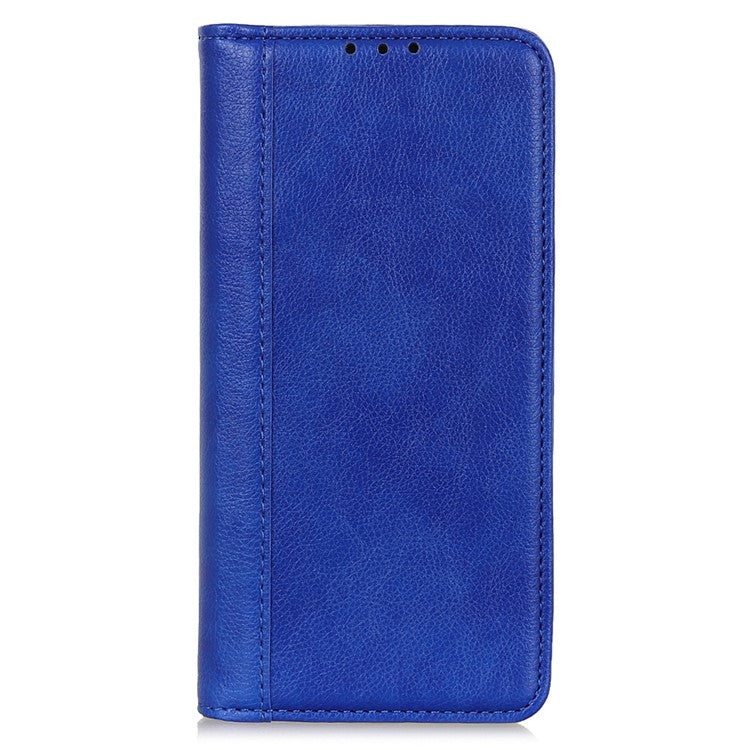 For Xiaomi Poco C75 4G / Redmi 14R 5G / 14C 4G Stand Case Split Leather Litchi Texture Wallet Phone Cover - Blue