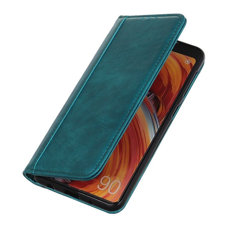 For Xiaomi Poco C75 4G / Redmi 14R 5G / 14C 4G Stand Case Split Leather Litchi Texture Wallet Phone Cover - Green