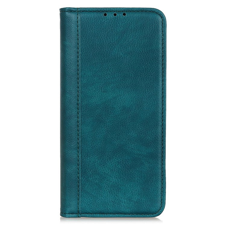 For Xiaomi Poco C75 4G / Redmi 14R 5G / 14C 4G Stand Case Split Leather Litchi Texture Wallet Phone Cover - Green