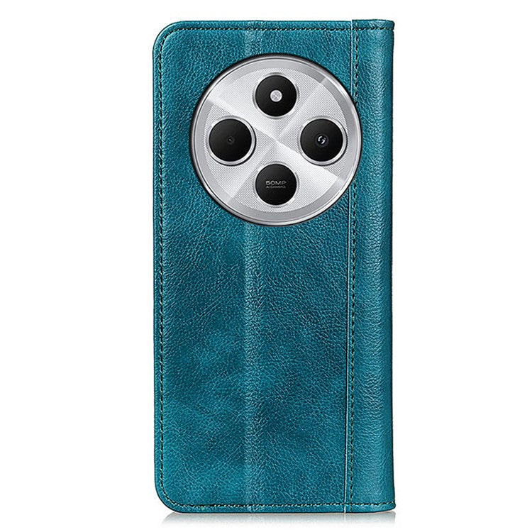 For Xiaomi Poco C75 4G / Redmi 14R 5G / 14C 4G Stand Case Split Leather Litchi Texture Wallet Phone Cover - Green