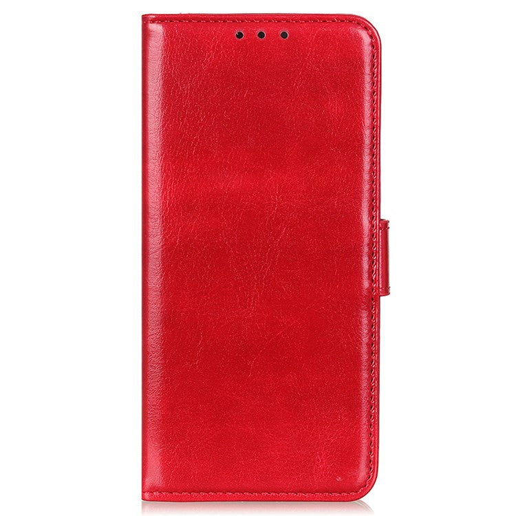 For Xiaomi Poco C75 4G / Redmi 14R 5G / 14C 4G Case Crazy Horse Texture PU Leather Phone Stand Cover - Red