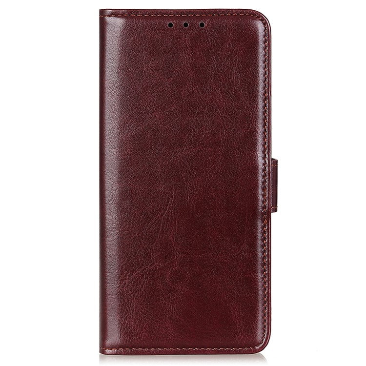 For Xiaomi Poco C75 4G / Redmi 14R 5G / 14C 4G Case Crazy Horse Texture PU Leather Phone Stand Cover - Brown