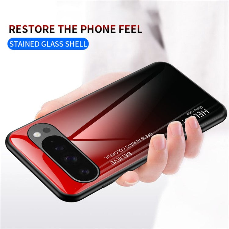 For Google Pixel 9 Pro XL Case Anti-Scratch Tempered Glass + PC+TPU Phone Cover - Gradient Red Black