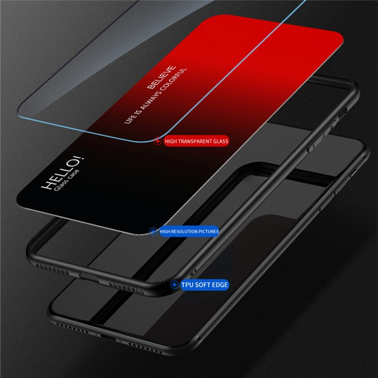 For Google Pixel 9 Pro XL Case Anti-Scratch Tempered Glass + PC+TPU Phone Cover - Gradient Red Black