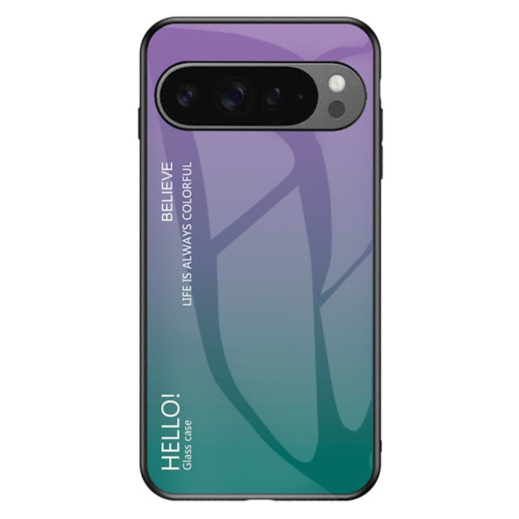 For Google Pixel 9 Pro XL Case Anti-Scratch Tempered Glass + PC+TPU Phone Cover - Gradient Purple