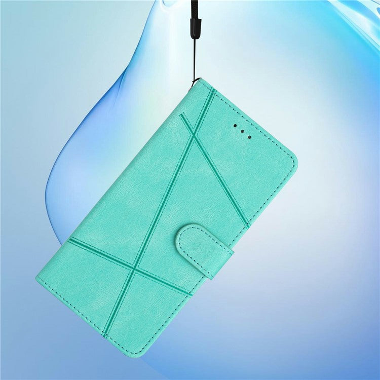 For Xiaomi Poco C75 4G / Redmi 14R 5G / 14C 4G Wallet Case Line Imprinted Skin-Touch Anti-Drop Leather Flip Phone Cover - Green