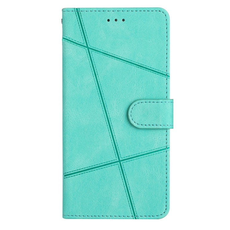 For Xiaomi Poco C75 4G / Redmi 14R 5G / 14C 4G Wallet Case Line Imprinted Skin-Touch Anti-Drop Leather Flip Phone Cover - Green