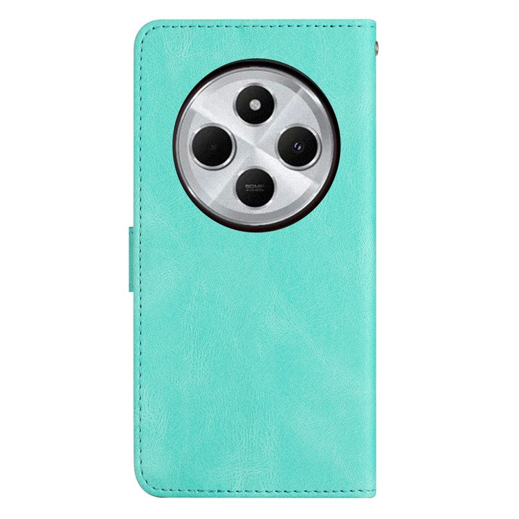 For Xiaomi Poco C75 4G / Redmi 14R 5G / 14C 4G Wallet Case Line Imprinted Skin-Touch Anti-Drop Leather Flip Phone Cover - Green