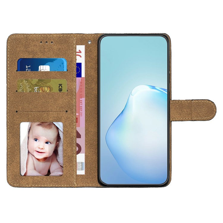 For Xiaomi Poco C75 4G / Redmi 14R 5G / 14C 4G Wallet Case Line Imprinted Skin-Touch Anti-Drop Leather Flip Phone Cover - Blue