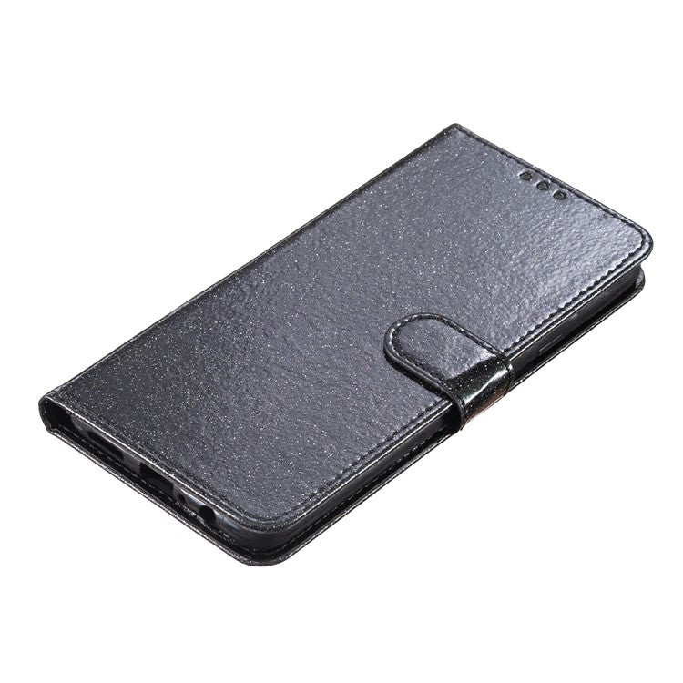 For Xiaomi Poco C75 4G / Redmi 14R 5G / 14C 4G Wallet Case Glitter Anti-Scratch Leather Phone Cover Stand - Black