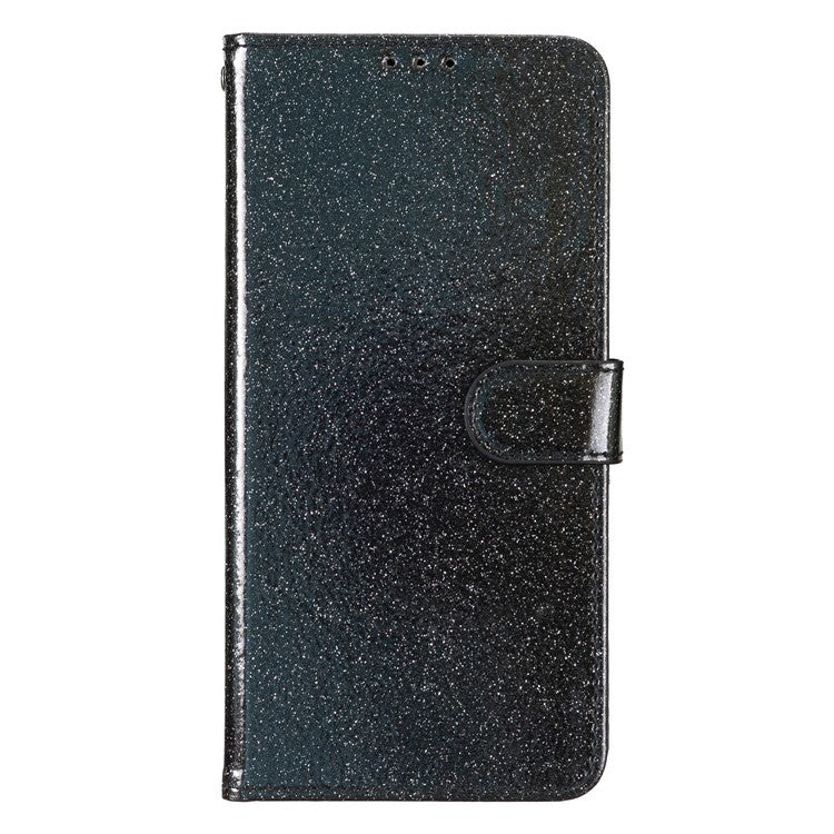 For Xiaomi Poco C75 4G / Redmi 14R 5G / 14C 4G Wallet Case Glitter Anti-Scratch Leather Phone Cover Stand - Black