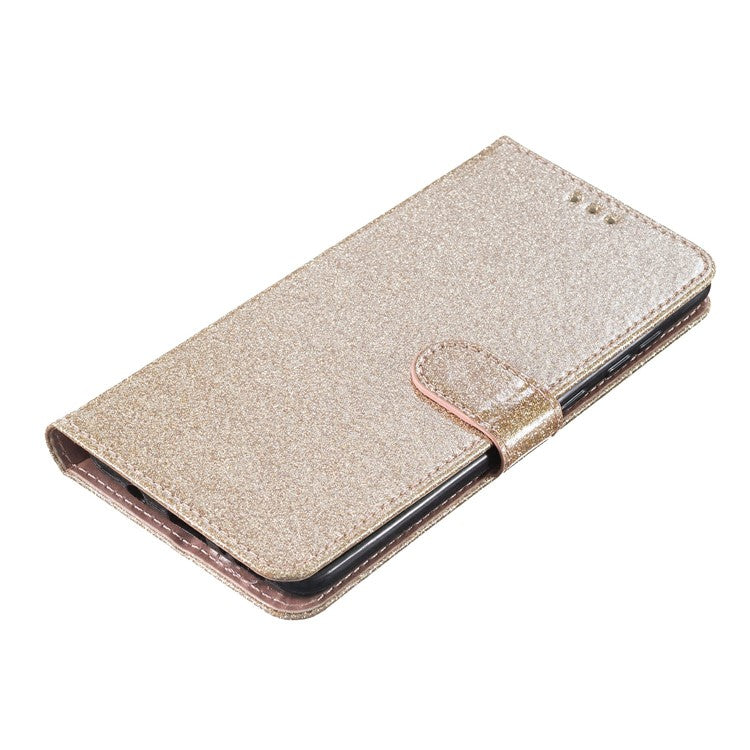 For Xiaomi Poco C75 4G / Redmi 14R 5G / 14C 4G Wallet Case Glitter Anti-Scratch Leather Phone Cover Stand - Gold