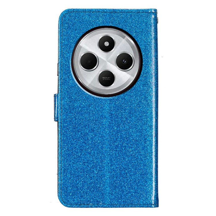 For Xiaomi Poco C75 4G / Redmi 14R 5G / 14C 4G Wallet Case Glitter Anti-Scratch Leather Phone Cover Stand - Blue