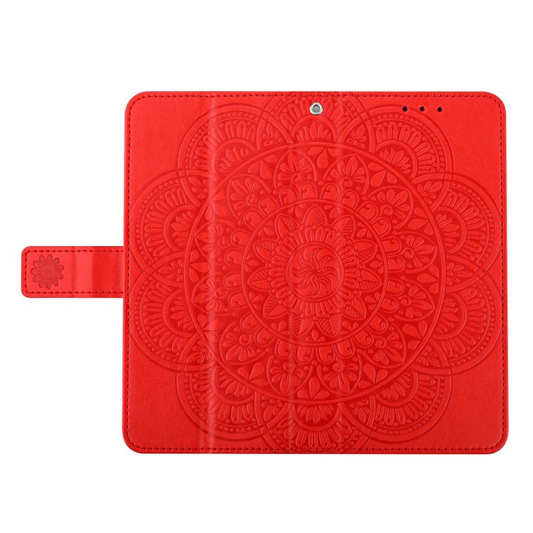 For Xiaomi Poco C75 4G / Redmi 14R 5G / 14C 4G Leather Case with Card Slots Mandala Pattern Phone Cover Stand - Red