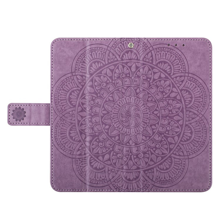 For Xiaomi Poco C75 4G / Redmi 14R 5G / 14C 4G Leather Case with Card Slots Mandala Pattern Phone Cover Stand - Purple