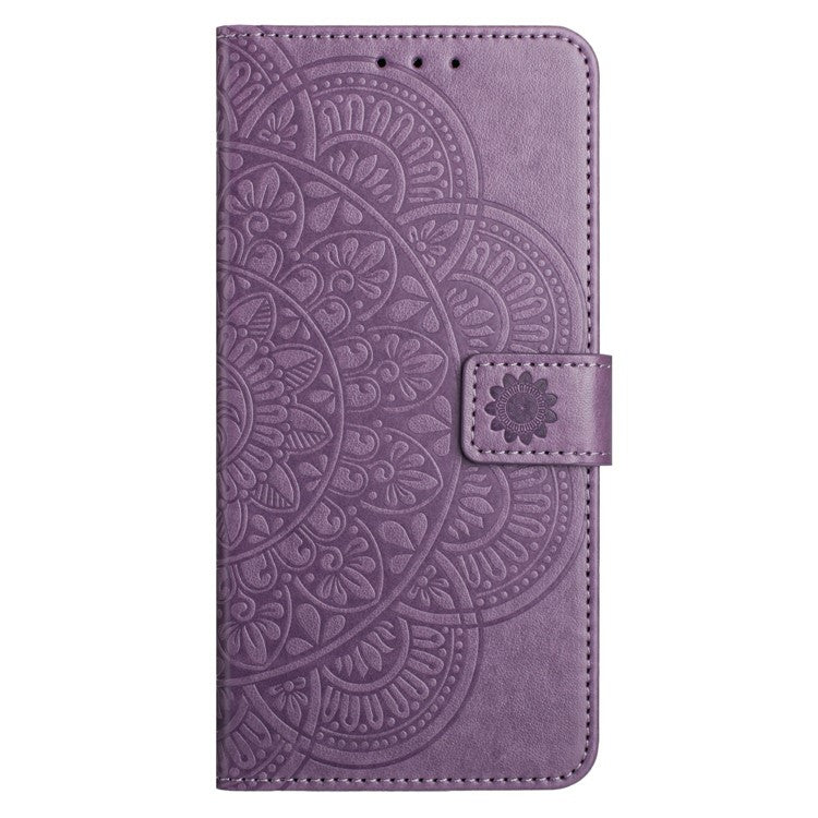 For Xiaomi Poco C75 4G / Redmi 14R 5G / 14C 4G Leather Case with Card Slots Mandala Pattern Phone Cover Stand - Purple