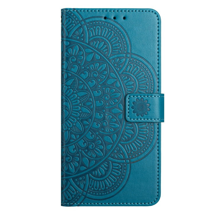 For Xiaomi Poco C75 4G / Redmi 14R 5G / 14C 4G Leather Case with Card Slots Mandala Pattern Phone Cover Stand - Blue