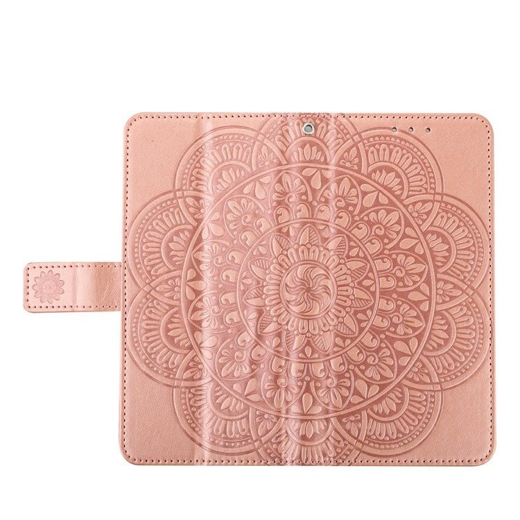 For Xiaomi Poco C75 4G / Redmi 14R 5G / 14C 4G Leather Case with Card Slots Mandala Pattern Phone Cover Stand - Rose Gold