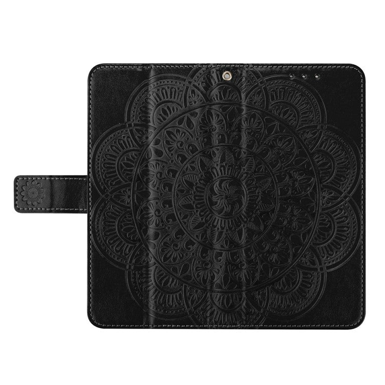 For Xiaomi Poco C75 4G / Redmi 14R 5G / 14C 4G Leather Case with Card Slots Mandala Pattern Phone Cover Stand - Black