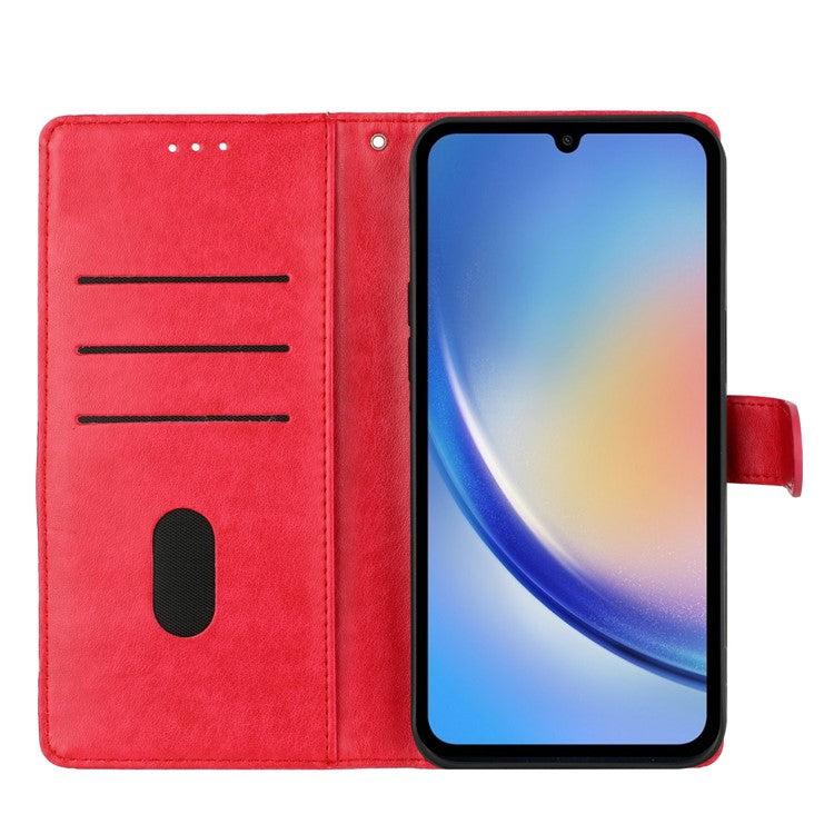 For Xiaomi Poco C75 4G / Redmi 14R 5G / 14C 4G Wallet Phone Case Butterfly Floral Imprint Leather Flip Cover - Red