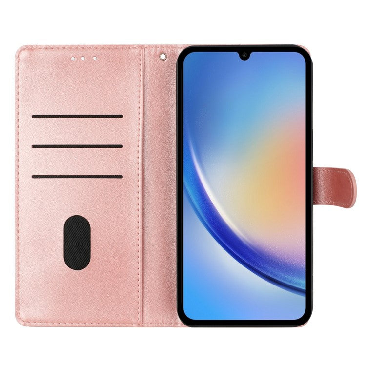 For Xiaomi Poco C75 4G / Redmi 14R 5G / 14C 4G Wallet Phone Case Butterfly Floral Imprint Leather Flip Cover - Rose Gold