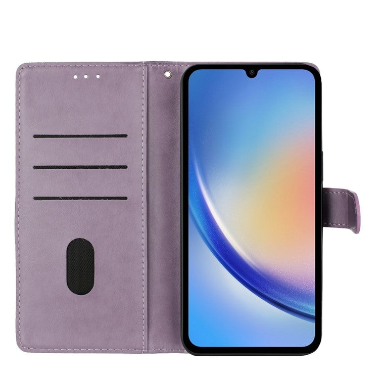 For Xiaomi Poco C75 4G / Redmi 14R 5G / 14C 4G Wallet Phone Case Butterfly Floral Imprint Leather Flip Cover - Purple