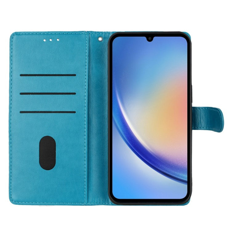 For Xiaomi Poco C75 4G / Redmi 14R 5G / 14C 4G Wallet Phone Case Butterfly Floral Imprint Leather Flip Cover - Blue