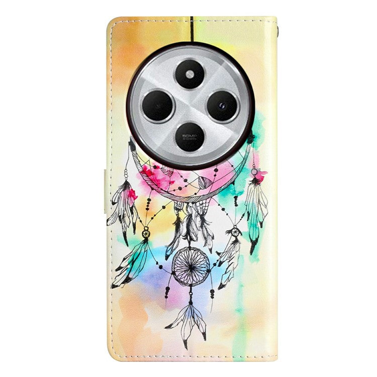 For Xiaomi Poco C75 4G / Redmi 14R 5G / 14C 4G Wallet Case PU Leather Pattern Printing Stand Phone Cover with Strap - Wind Chime