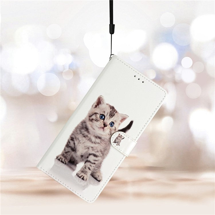 For Xiaomi Poco C75 4G / Redmi 14R 5G / 14C 4G Wallet Case PU Leather Pattern Printing Stand Phone Cover with Strap - Cute Cat