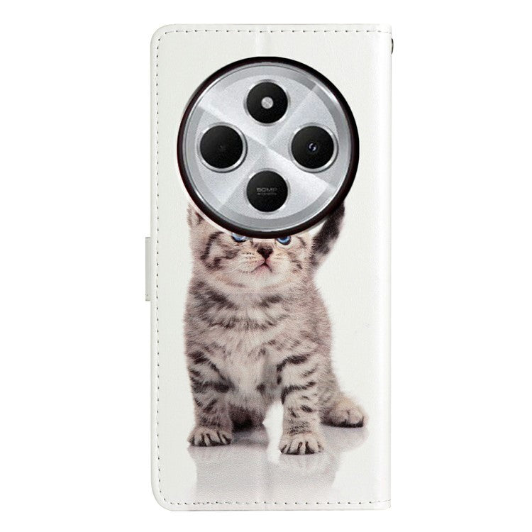 For Xiaomi Poco C75 4G / Redmi 14R 5G / 14C 4G Wallet Case PU Leather Pattern Printing Stand Phone Cover with Strap - Cute Cat