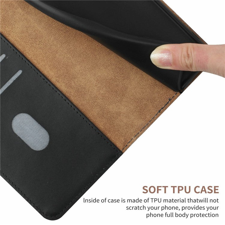 HT02 For Xiaomi Poco C75 4G / Redmi 14R 5G / 14C 4G Case Genuine Cow Leather Phone Cover Nappa Texture - Black