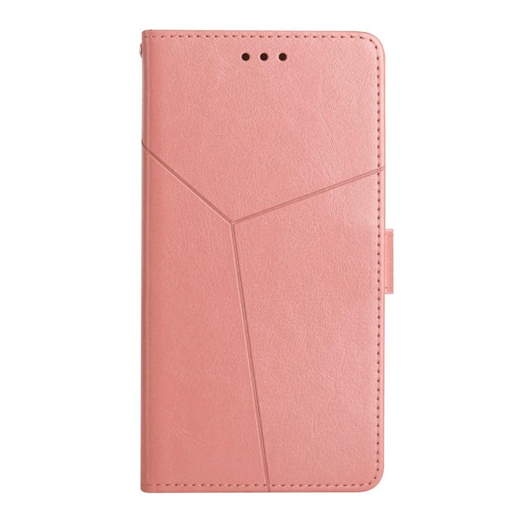 HT01 For Xiaomi Redmi 14C 4G Case Y-Shaped Lines Imprint Leather Phone Cover - Pink