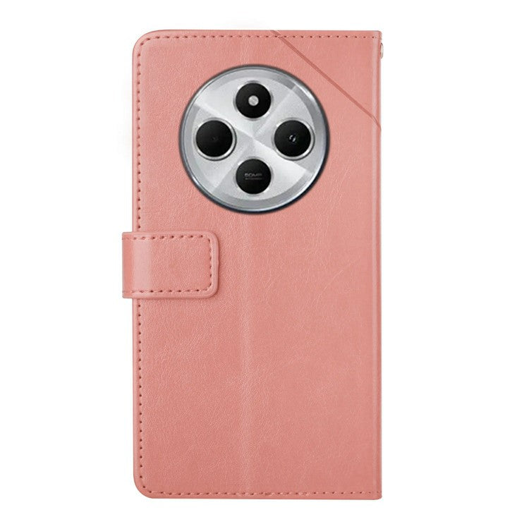 HT01 For Xiaomi Redmi 14C 4G Case Y-Shaped Lines Imprint Leather Phone Cover - Pink