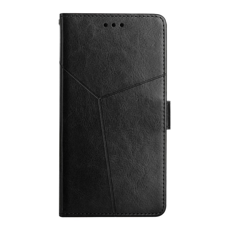 HT01 For Xiaomi Redmi 14C 4G Case Y-Shaped Lines Imprint Leather Phone Cover - Black