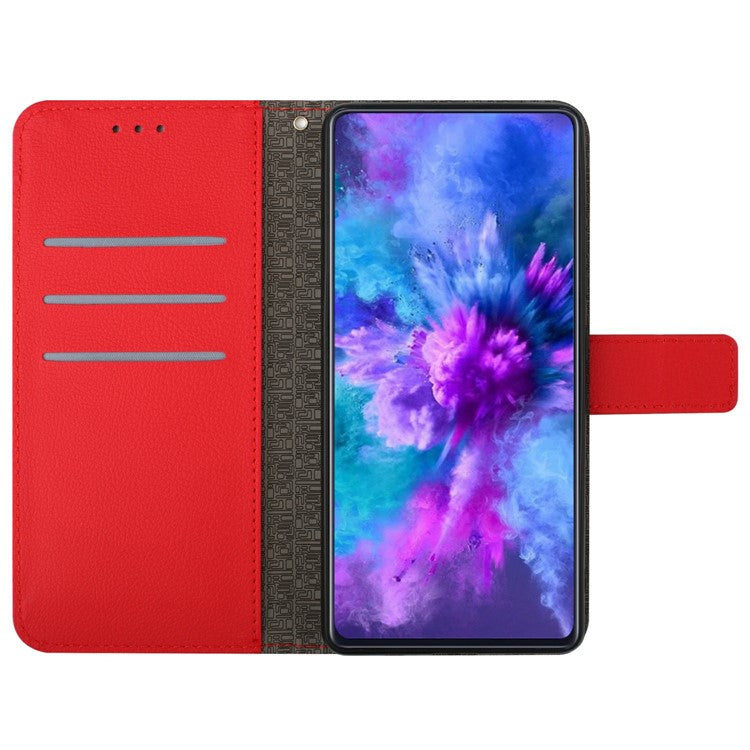 HT06 For Xiaomi Poco C75 4G / Redmi 14R 5G / 14C 4G Wallet Phone Case Imprint PU Leather Flip Folio Cover - Red