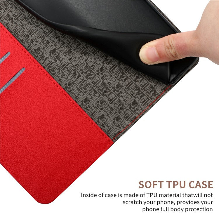 HT06 For Xiaomi Poco C75 4G / Redmi 14R 5G / 14C 4G Wallet Phone Case Imprint PU Leather Flip Folio Cover - Red