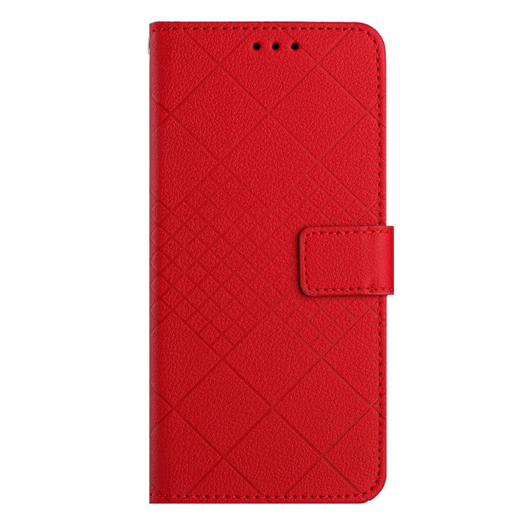 HT06 For Xiaomi Poco C75 4G / Redmi 14R 5G / 14C 4G Wallet Phone Case Imprint PU Leather Flip Folio Cover - Red