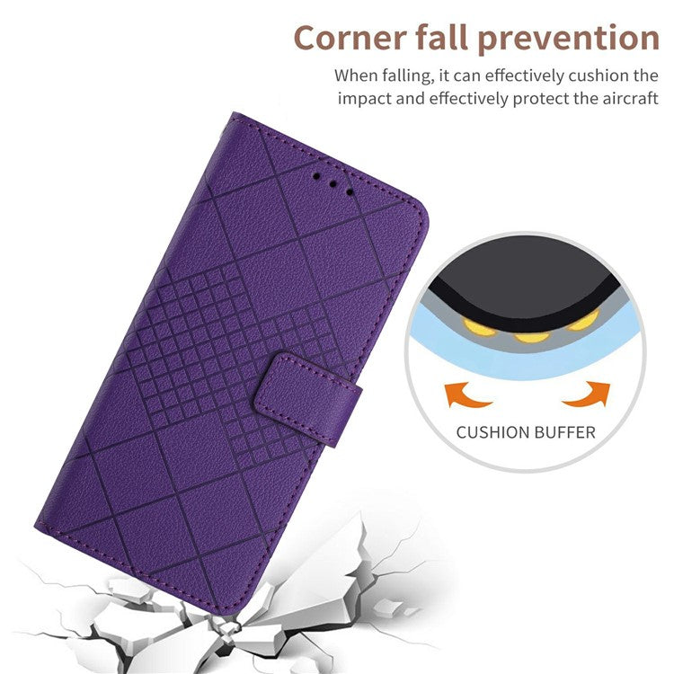 HT06 For Xiaomi Poco C75 4G / Redmi 14R 5G / 14C 4G Wallet Phone Case Imprint PU Leather Flip Folio Cover - Dark Purple