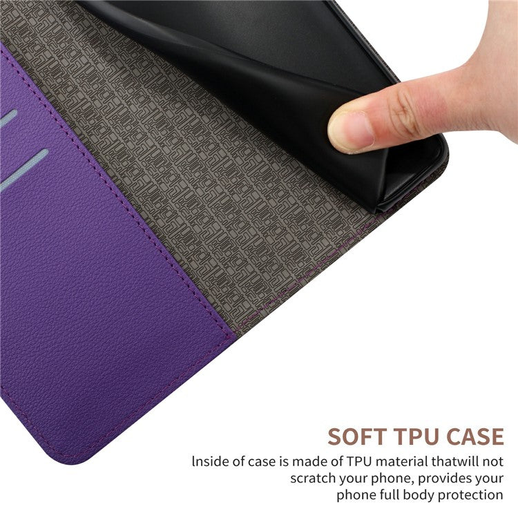 HT06 For Xiaomi Poco C75 4G / Redmi 14R 5G / 14C 4G Wallet Phone Case Imprint PU Leather Flip Folio Cover - Dark Purple