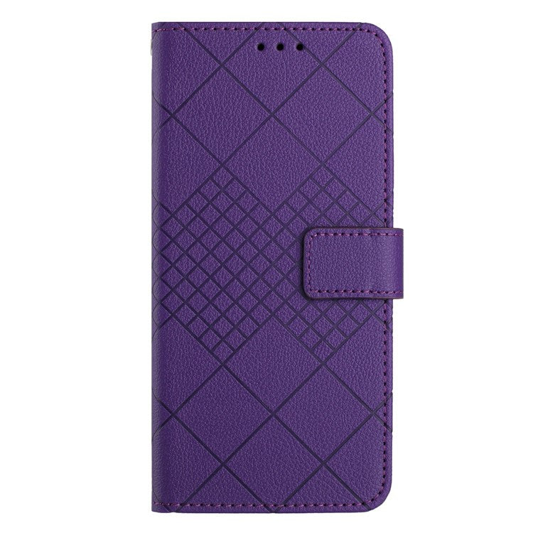 HT06 For Xiaomi Poco C75 4G / Redmi 14R 5G / 14C 4G Wallet Phone Case Imprint PU Leather Flip Folio Cover - Dark Purple