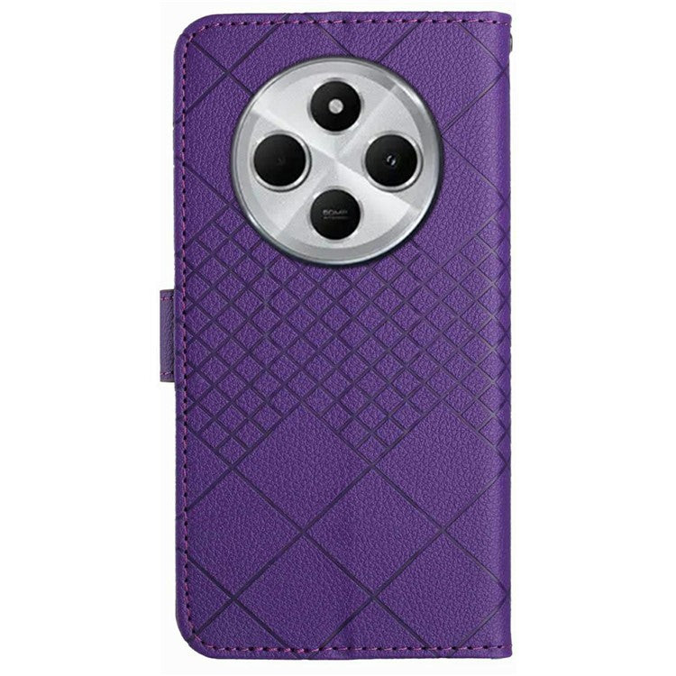 HT06 For Xiaomi Poco C75 4G / Redmi 14R 5G / 14C 4G Wallet Phone Case Imprint PU Leather Flip Folio Cover - Dark Purple