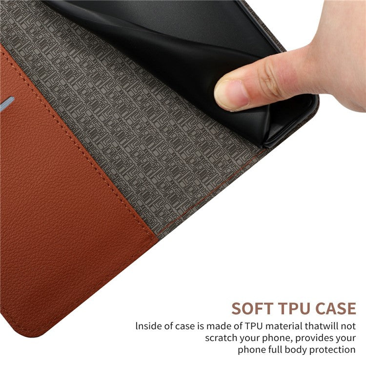 HT06 For Xiaomi Poco C75 4G / Redmi 14R 5G / 14C 4G Wallet Phone Case Imprint PU Leather Flip Folio Cover - Brown