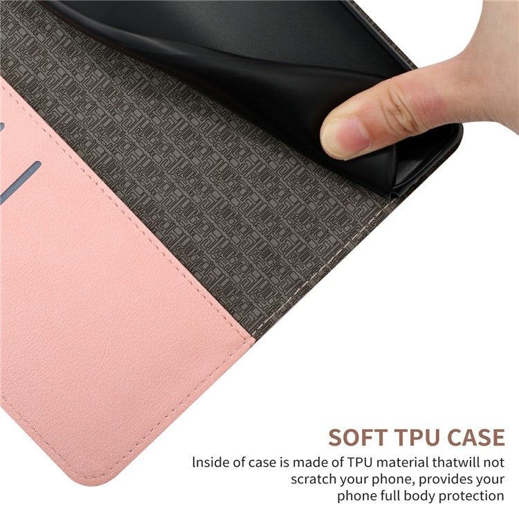 HT06 For Xiaomi Poco C75 4G / Redmi 14R 5G / 14C 4G Wallet Phone Case Imprint PU Leather Flip Folio Cover - Pink