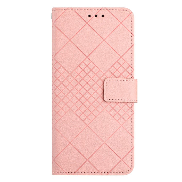 HT06 For Xiaomi Poco C75 4G / Redmi 14R 5G / 14C 4G Wallet Phone Case Imprint PU Leather Flip Folio Cover - Pink