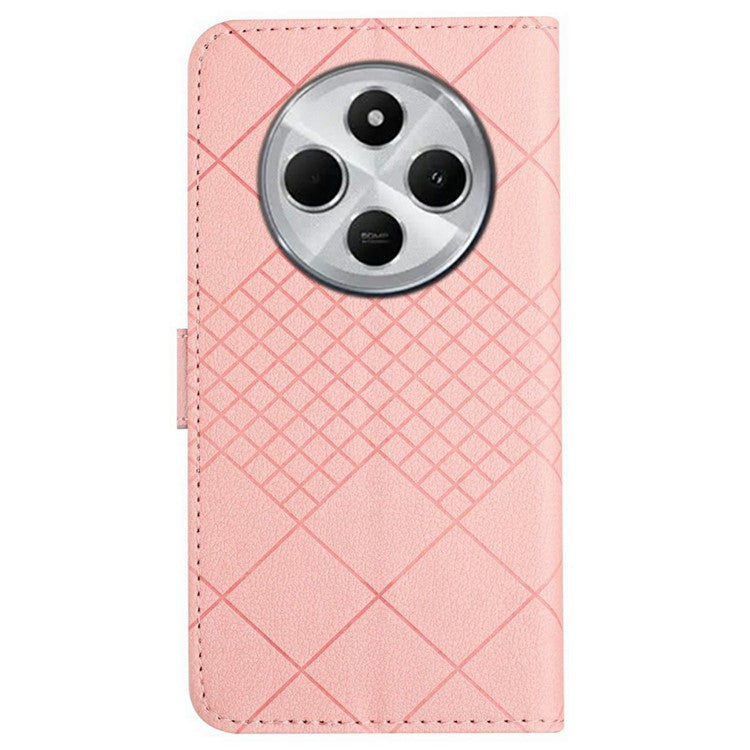 HT06 For Xiaomi Poco C75 4G / Redmi 14R 5G / 14C 4G Wallet Phone Case Imprint PU Leather Flip Folio Cover - Pink